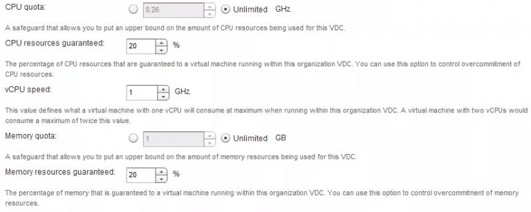 Using CPU limits in vCloud for NFV